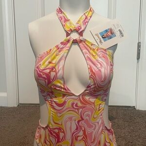 Pink Swirl One Piece Swimsuit